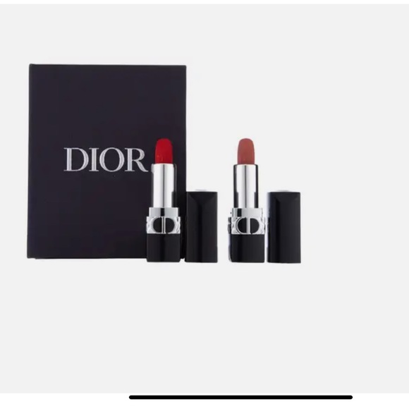 Rouge Dior Mini Lipstick Duo Set 999 Velvet & 100 Nude Look Velvet New! - Picture 1 of 3